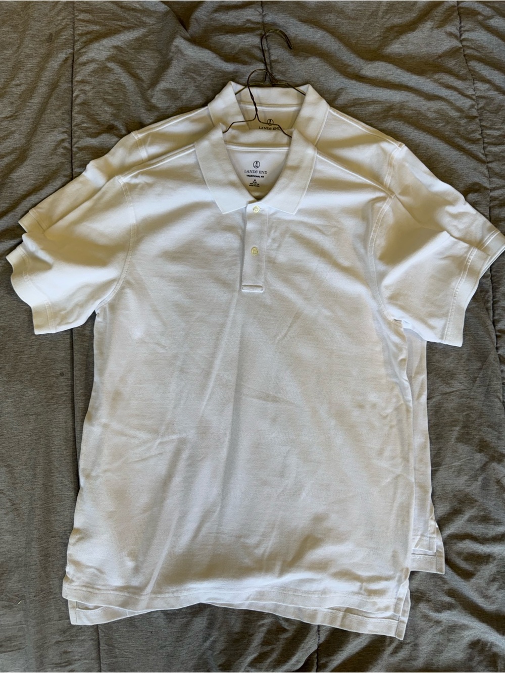 Lands' End Men's White Short-Sleeve Pique Polos (2)